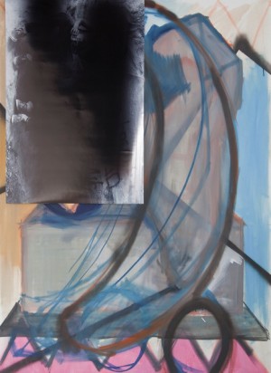 Oil, spraypaint, digital print on canvas, 140xm x 115cm, 2012